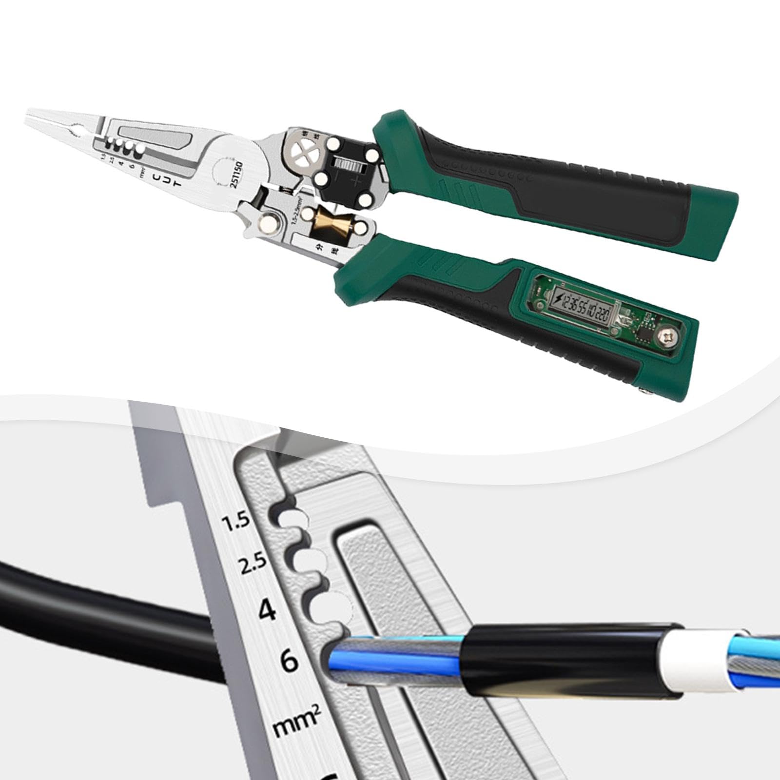 Pinza Spelafili Elettricista Multifunzione 23cm (9.1") - Acciaio Alto Carbonio per Spelatura, Taglio, Avvolgimento Fili