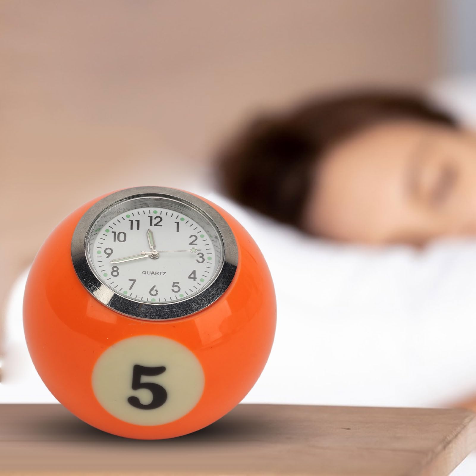 Horloge de Table, Horloge de Table en Forme de Boule en Résine, de Billard, Réveil, Décorative pour Bar, Maison, Camping-Car, Chevet