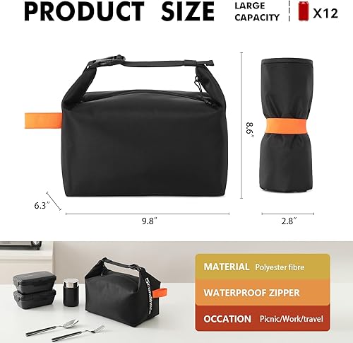 Miniatura 2 de Bolsa de almuerzo para mujeres y hombres, lonchera fresca, pequeña a prueba de fugas, contenedores de almuerzo reutilizables de alta capacidad para