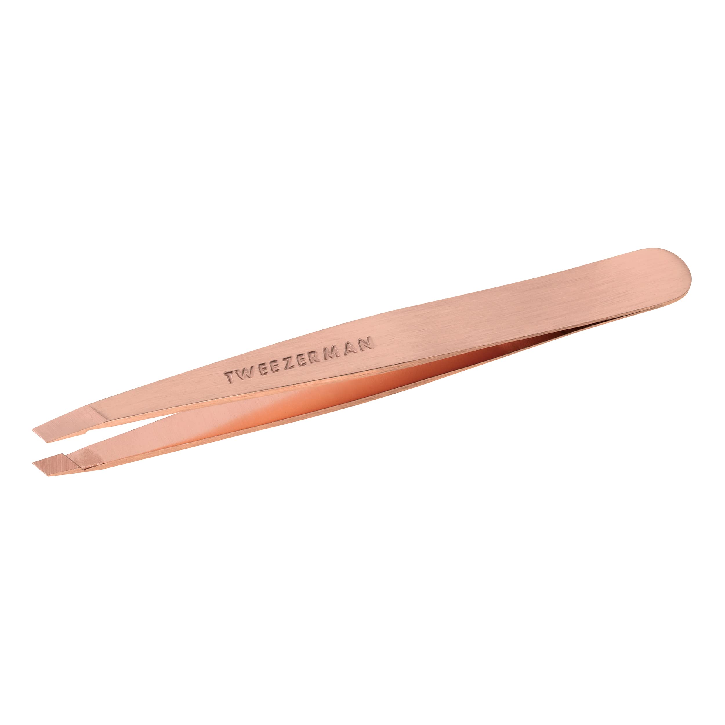 TWEEZERMAN Pinzas para depilar las cejas, Punta inclinada, Acero inoxidable, Oro rosa