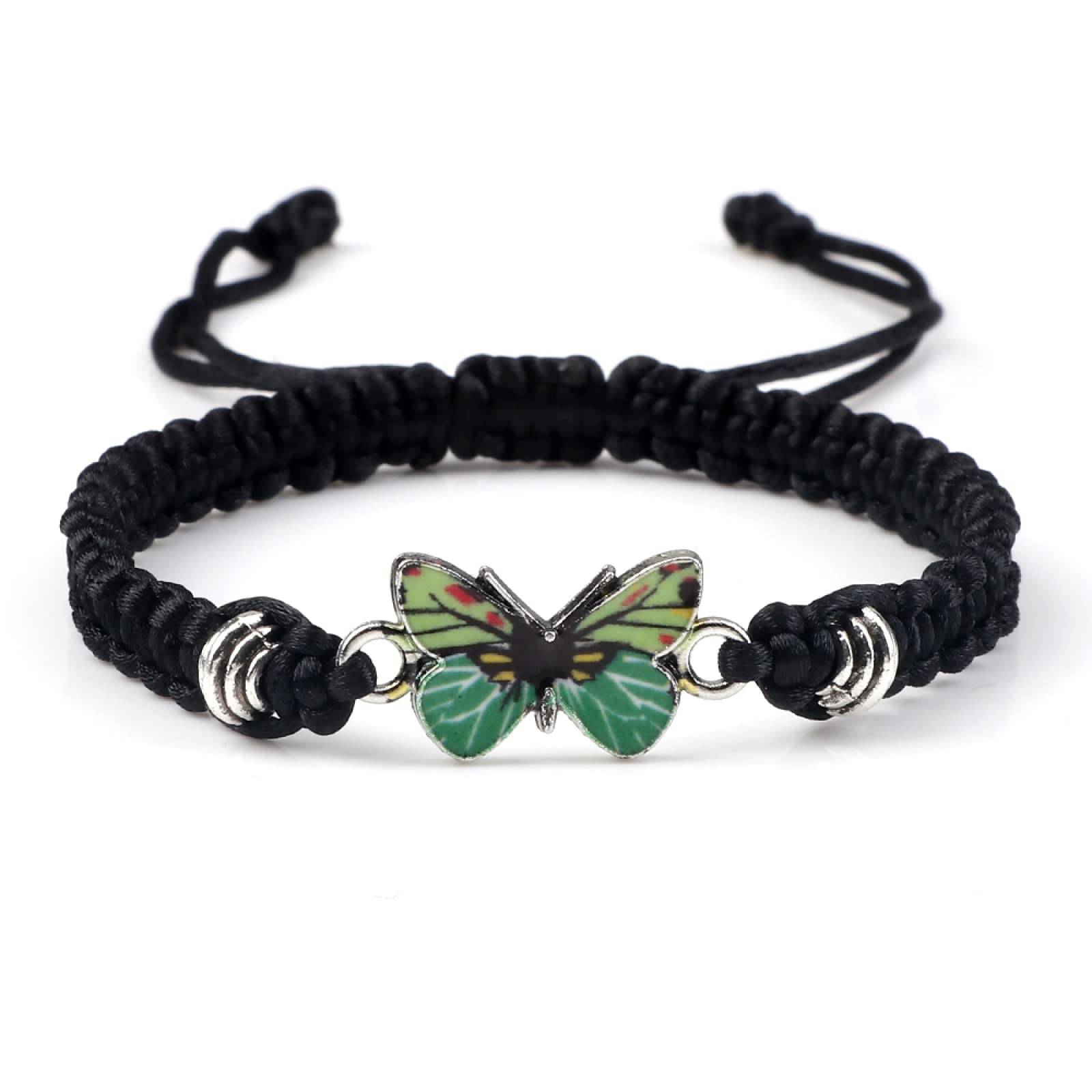WZGWDC Pulseras con Colgante de Mariposa Trenzadas Hechas a Mano, Brazalete para Mujer, Pareja, Pulsera, niña, joyería de Mano, Regalo, Verde Claro-Verde