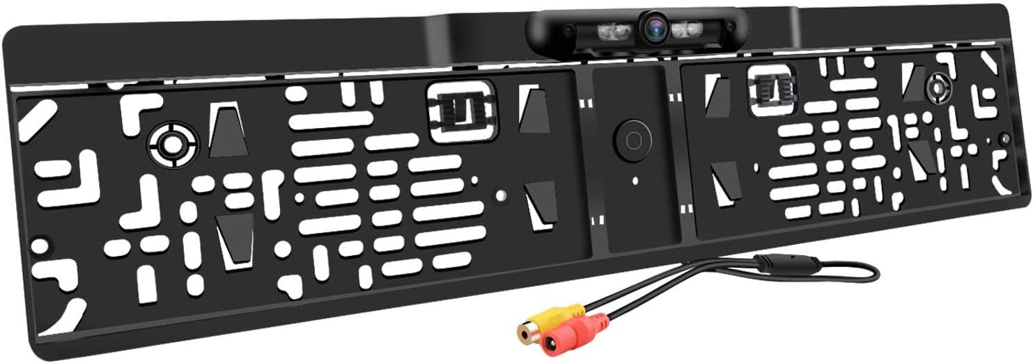 Car Licence Plate Car Rear View Camera with Night Vision Rearview Waterproof 170°Viewing Angle Reversing High Definition Backup Parking Camera with 4 IR lights with Perfect Night Vision