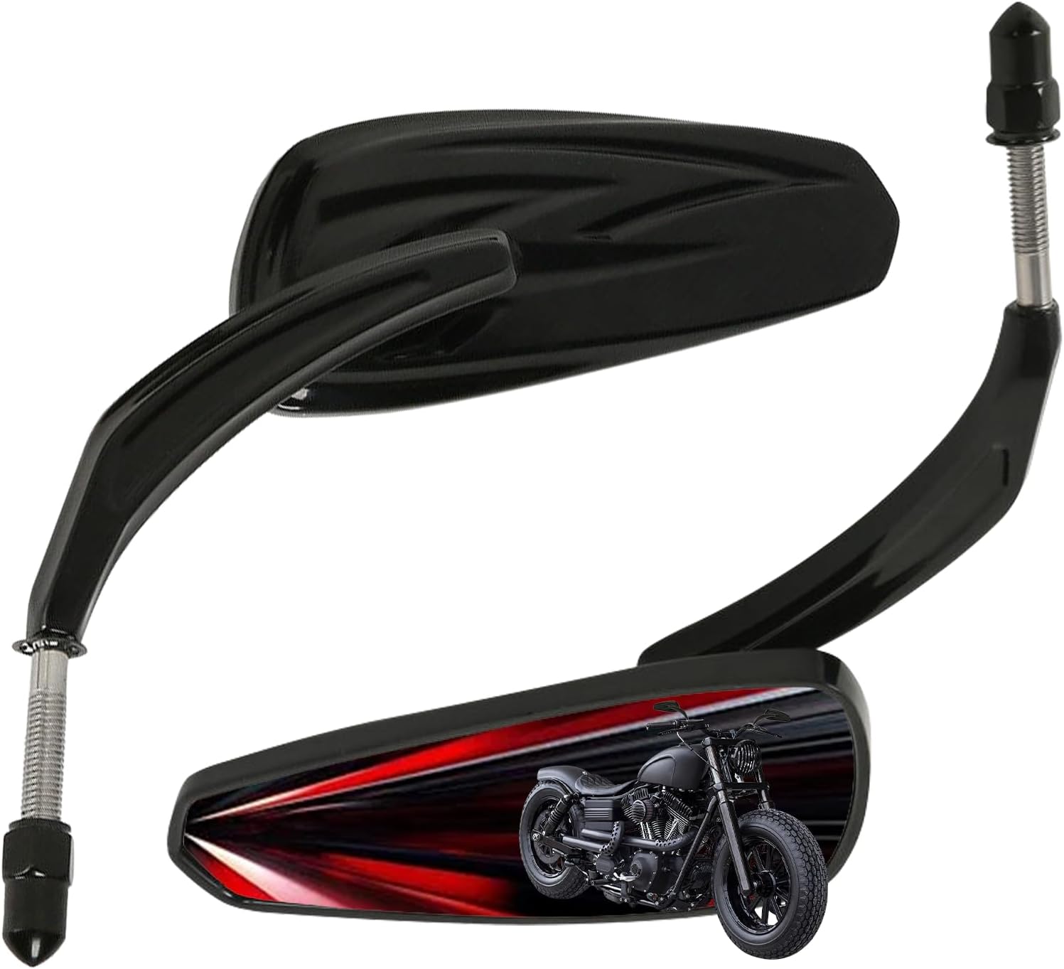 8mm Rearview Mirrors Universal Black Compatible with Harley Road King Sportster Street Electra Glide Softail Dyna Road Glide 1982-2025 360°Adjustable Motorcycle Side Mirror (1 Pair)