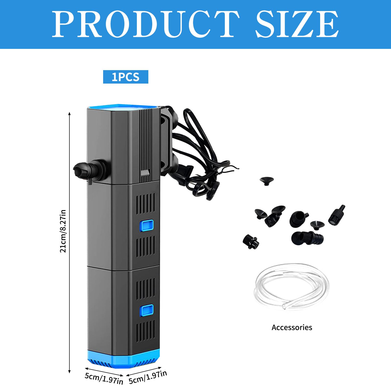 Filtro per Acquario,Pompa per Acquario 4 in 1 con Filtro,Filtro Acquario,Pompa Filtro per Acquario,Pompa Acquario,Regolabile 500 l/h,per Acquari 30 L-120 l