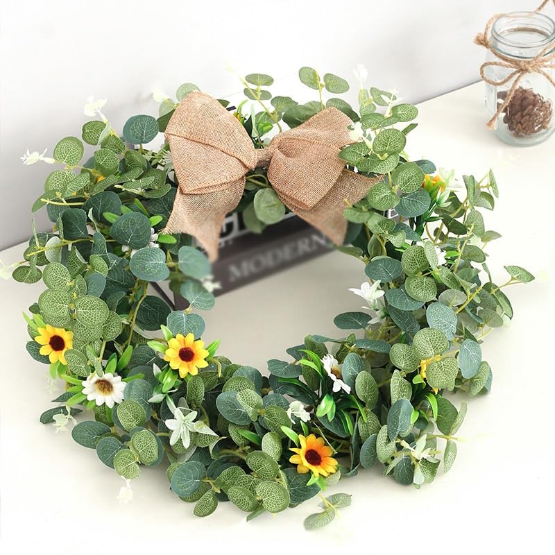 Couronne de fleurs vertes suspension murale décorative pour entrée
