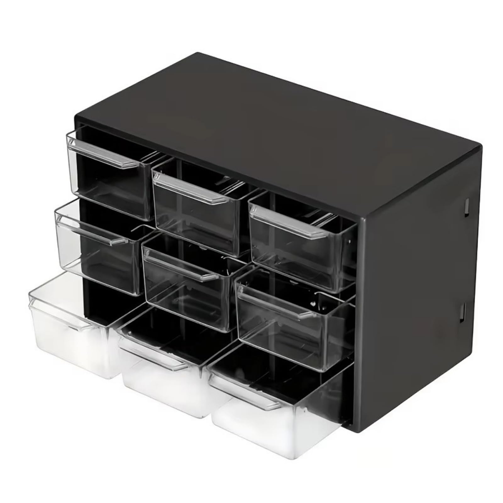 GMGQJST Compartment Storage Boxes Dustproof Desktop Drawer Organizer PVC Transparent Storage Box Small Drawer 9 Grids Drawer Organizer Box For Jewelry Cosmetics(Black)