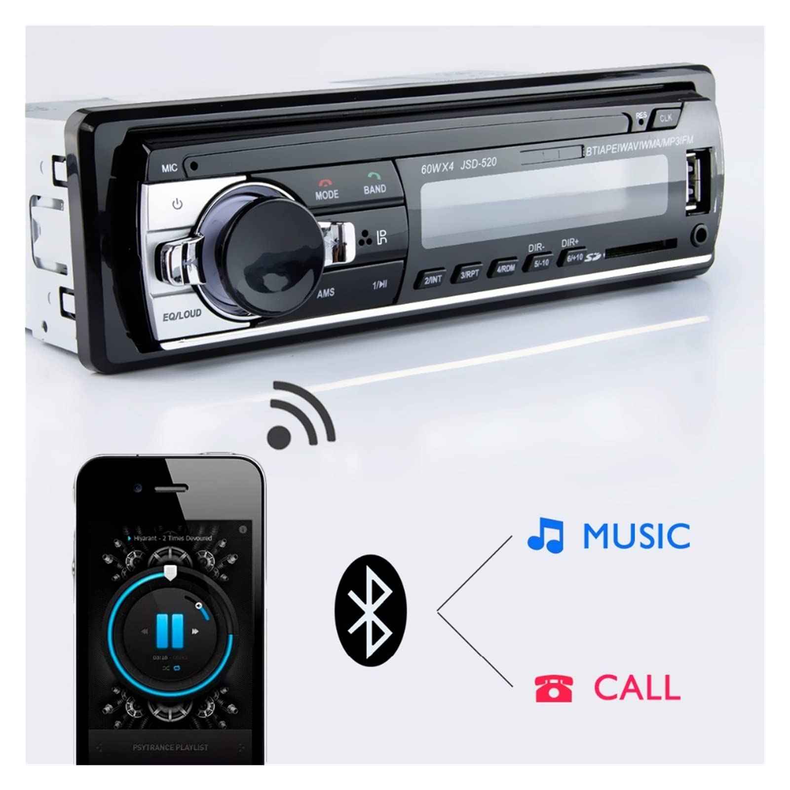 Radio Stareo odtwarzacz Digital Bluetooth Car Digital Mp3 Gracz 60WX4 Fm Radio Stereo Audio Music USB/SD z Dash Aux Wejście Przenośny(A)