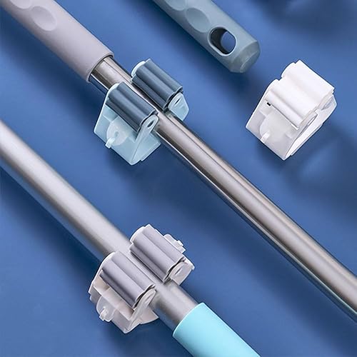 Miniatura 3 de Paquete de 4 Soporte para trapeador y escoba, organizador de escobas, autoadhesivo, reutilizable, sin perforaciones, súper antideslizante, estante