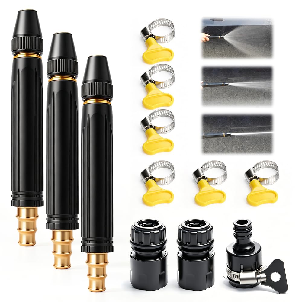 Home High-Pressure Car Wash Water Gun, 2026 Upgraded High Pressure Hose Nozzle, Adjustable Spray Patterns, for Watering Plants and Vegetables, and Car Washing (3pcs)