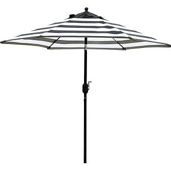 Amazon Com Sunnyglade 7 5 Patio Umbrella Outdoor Table Market Umbrella With Push Button Tilt Crank 6 Ribs Black And White Garden Outdoor