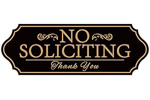 Black and Gold 'No Soliciting' Sign