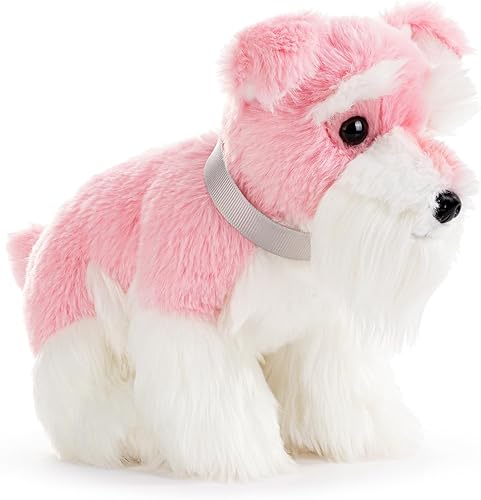 Miniatura 4 de DEMDACO 5004810097 Animalcraft Schnauzer - Perro de peluche suave de poliéster (8.5 x 8 pulgadas), color rosa y blanco