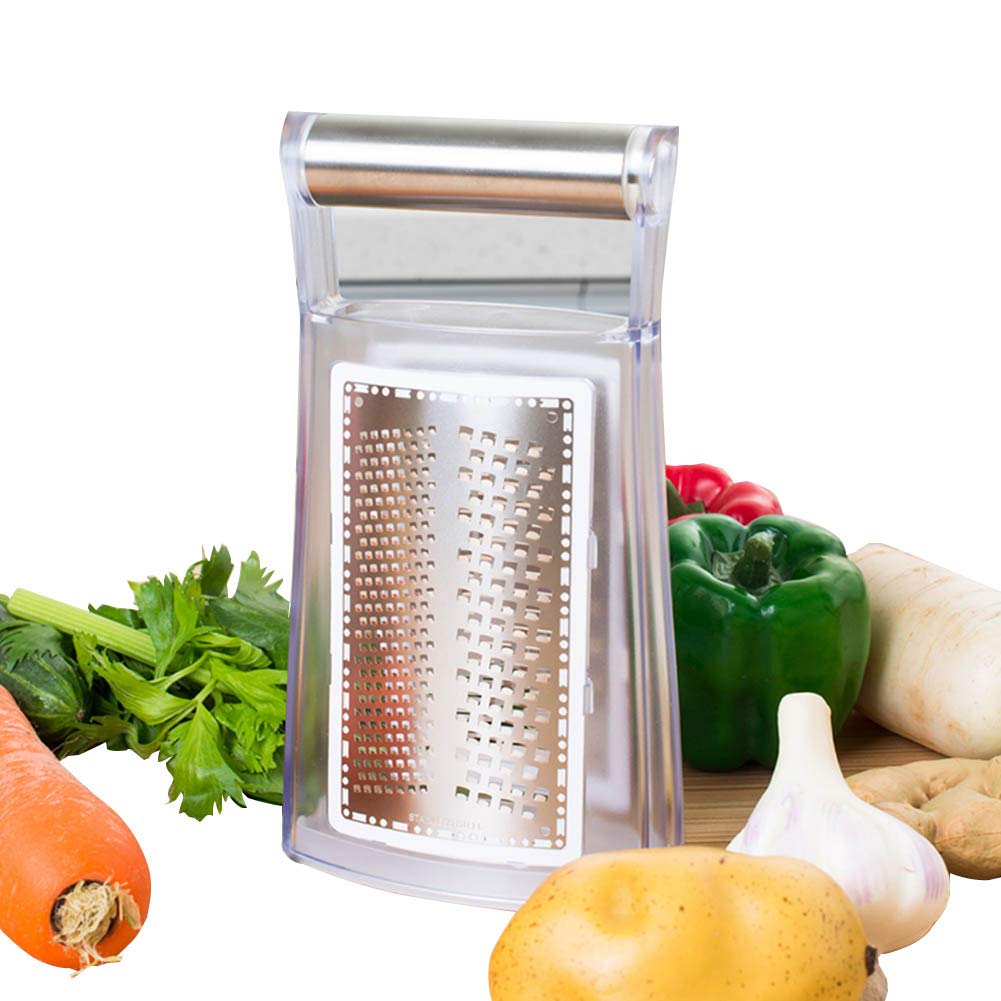 ArinkO Râpe 3 en 1 en Acier Inoxydable : Double Face pour râper Facilement Les légumes, Fruits, Fromage, Chocolat, zesteur de Citron – Tranchant comme Un Rasoir et Argent