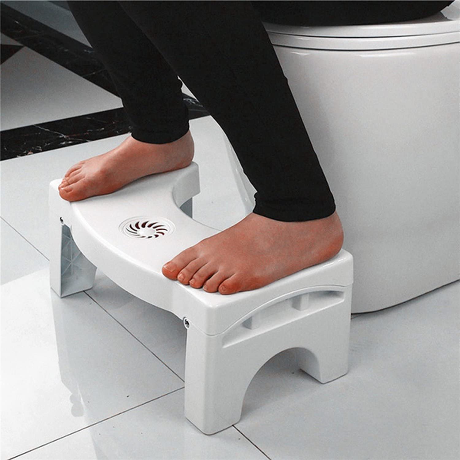 C2SK Folding Toilet Stool for Bathroom, Non Slip Squat Stool for Western Toilet, Plastic Foot Rest Stool for Adults, Compact Squatting Toilet Step (Multicolor) 4