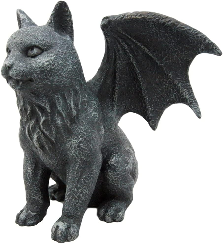 Ebros Gift Gothic Guardian Winged Feline Cat Vampire Gargoyle Desktop Paperweight Figurine 6 1/8" H Medieval Renaissance Cathedral Castle Rooftop Architecture Themed Statue
