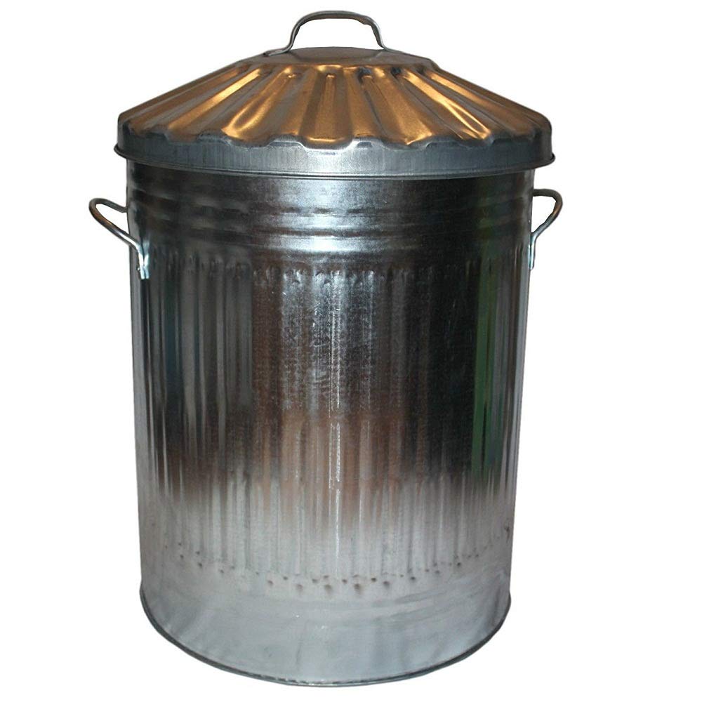 Easyshopping Black New Small Medium Large 15L 60L 90L Litre Metal Galvanised Home Garden Bin Leaves Paper Wood Rubbish Dustbin Made In U. K. (60 Litre Bin)