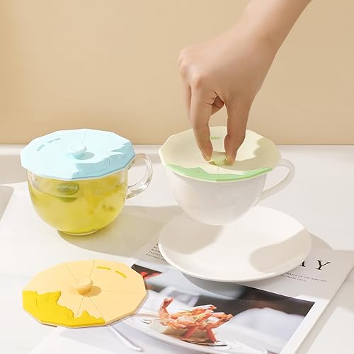 Miniatura 6 de Fundas de silicona (juego de 3), tapas de silicona multicolor para tazas, tazas, fundas flexibles para tazas, tapas de tazas calientes para café y té