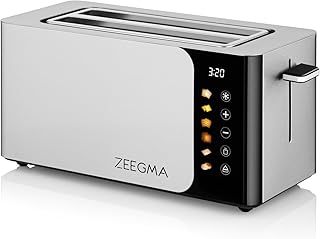 ZEEGMA TOSTEE SMART 4 Slice Stainless Steel Toaster Roll Holder, 1500W, Defrost, Reheat & Shut-off, Crumb Picker, Touch Sc…