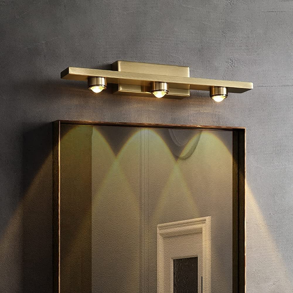 Apliques, Espejo de baño con luz LED latón, IP45, montaje en pared(6w 3 Flammig,30cm)