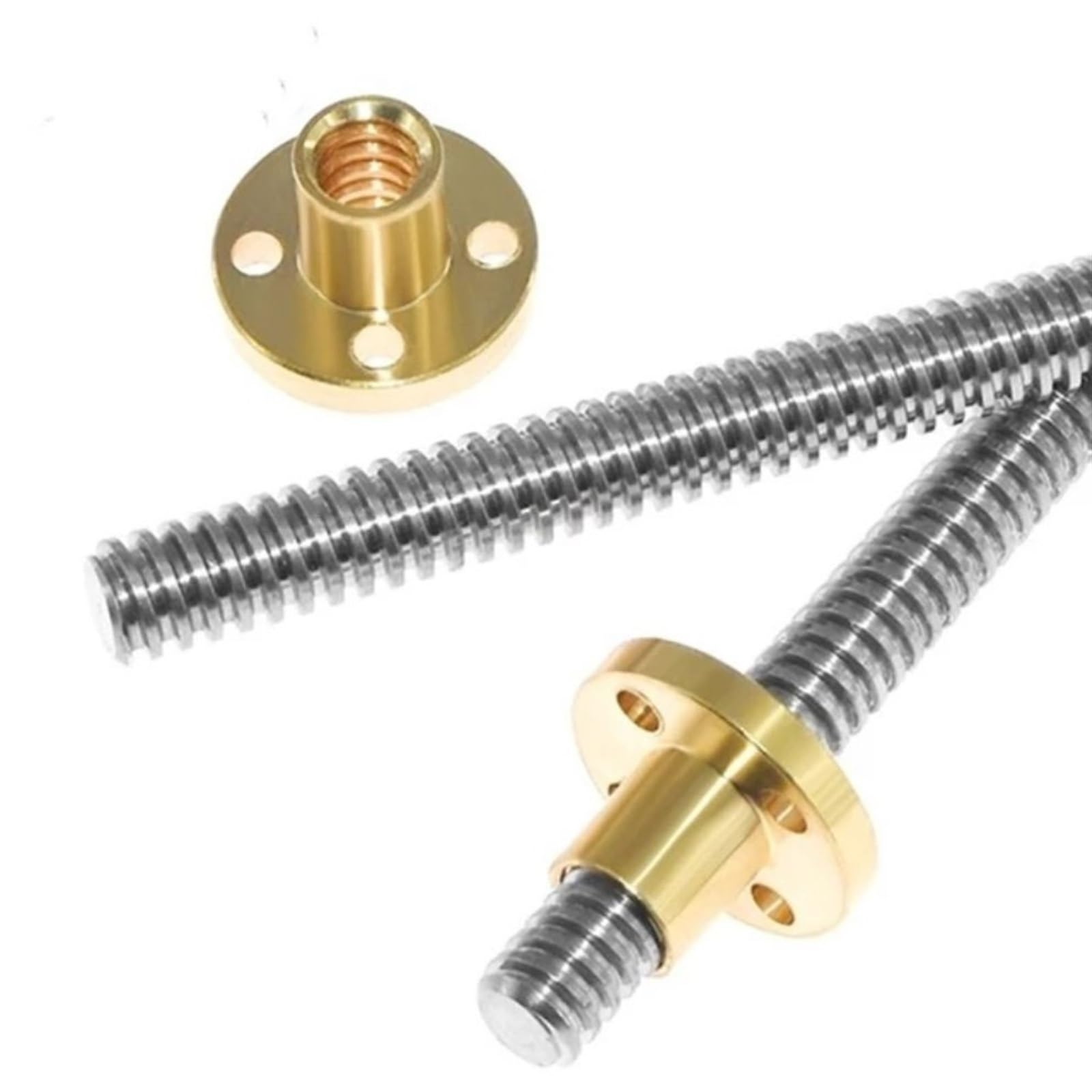 Vis pas à pas Tige de vis à plomb T10, diamètre de 10mm, avec écrou, pas de 2mm, 2mm, 8mm, 10mm, 20mm, plomb, vis trapézoïdale en acier inoxydable 304 Bloc exploité(2mm pitch 2mm lead,350mm)