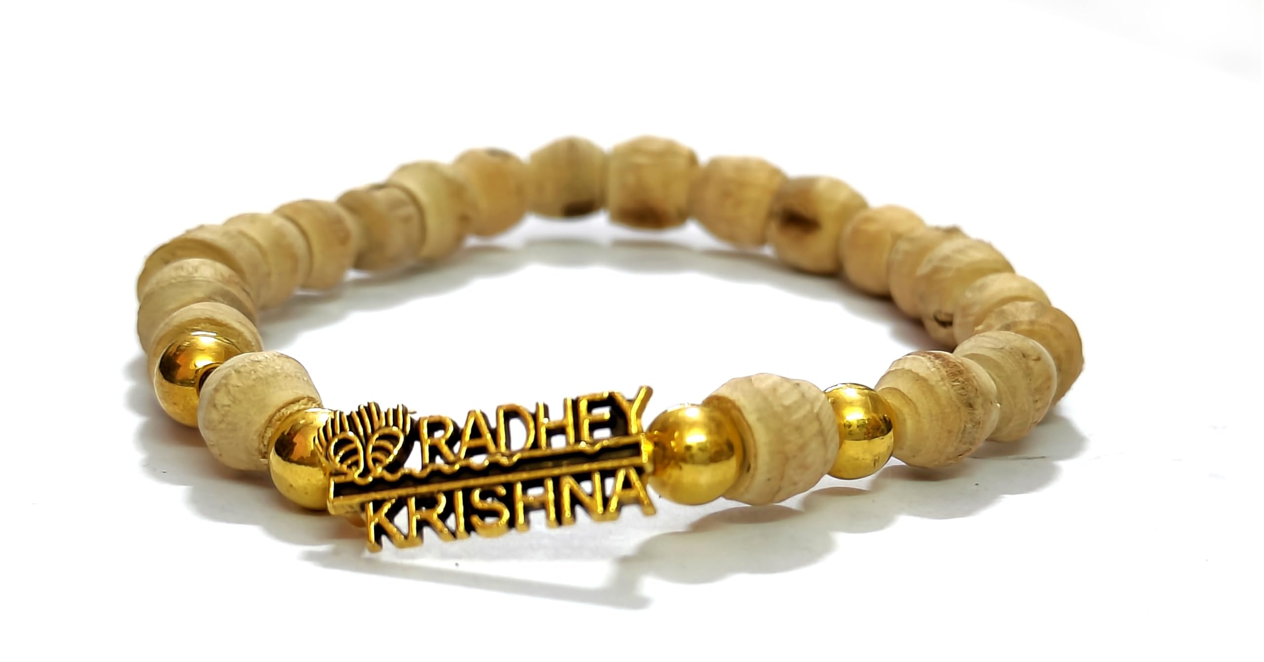 ASTROGHAR Natural Tulsi Tulsa Ji Golden Radhe Krishna Bracelet For Men And Women