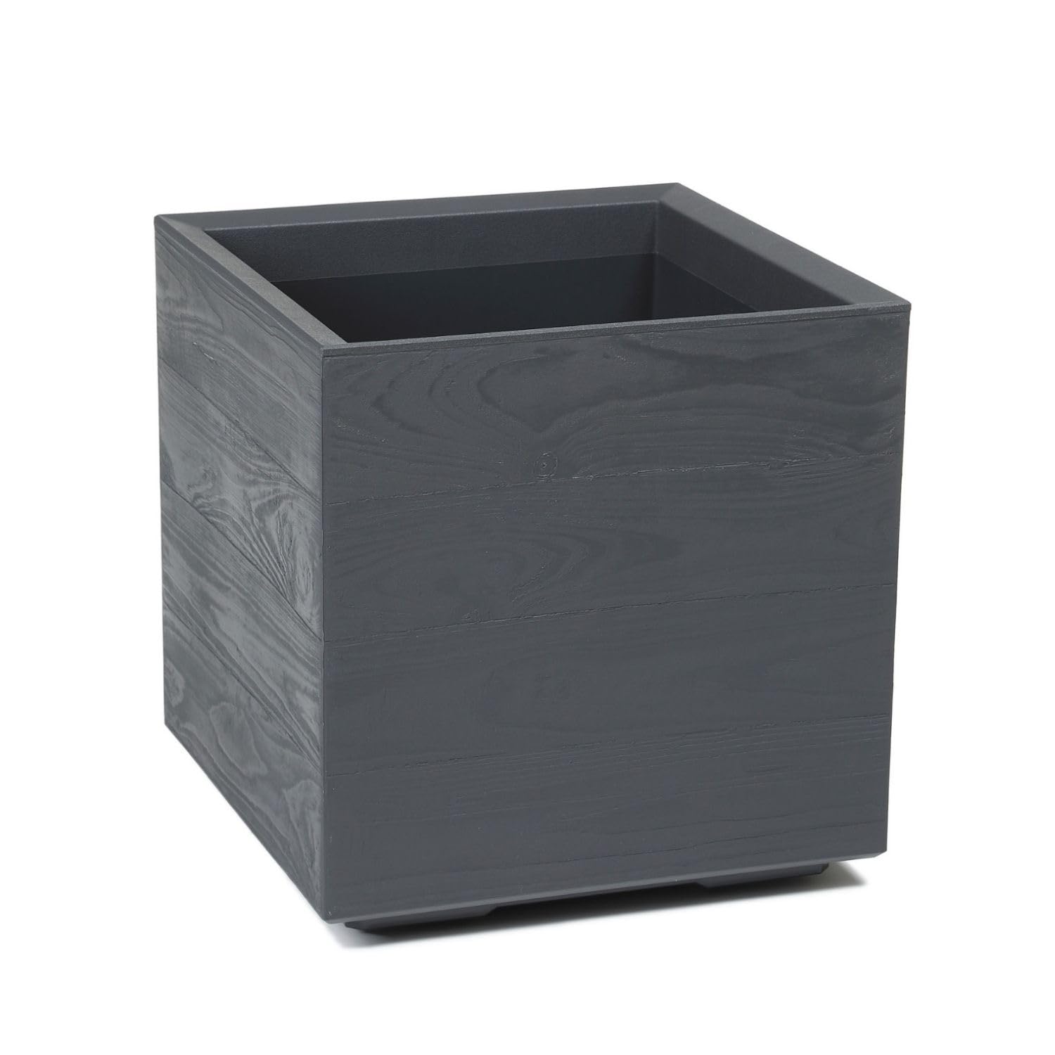 LAMELA Bac à Plantes sur roulettes 40 cm, 36 L - Pot de Fleurs en Plastique Effet Bois - Cache-Pot avec Drainage - Intérieur & extérieur - Résistant aux intempéries et Facile d’Entretien, Anthracite