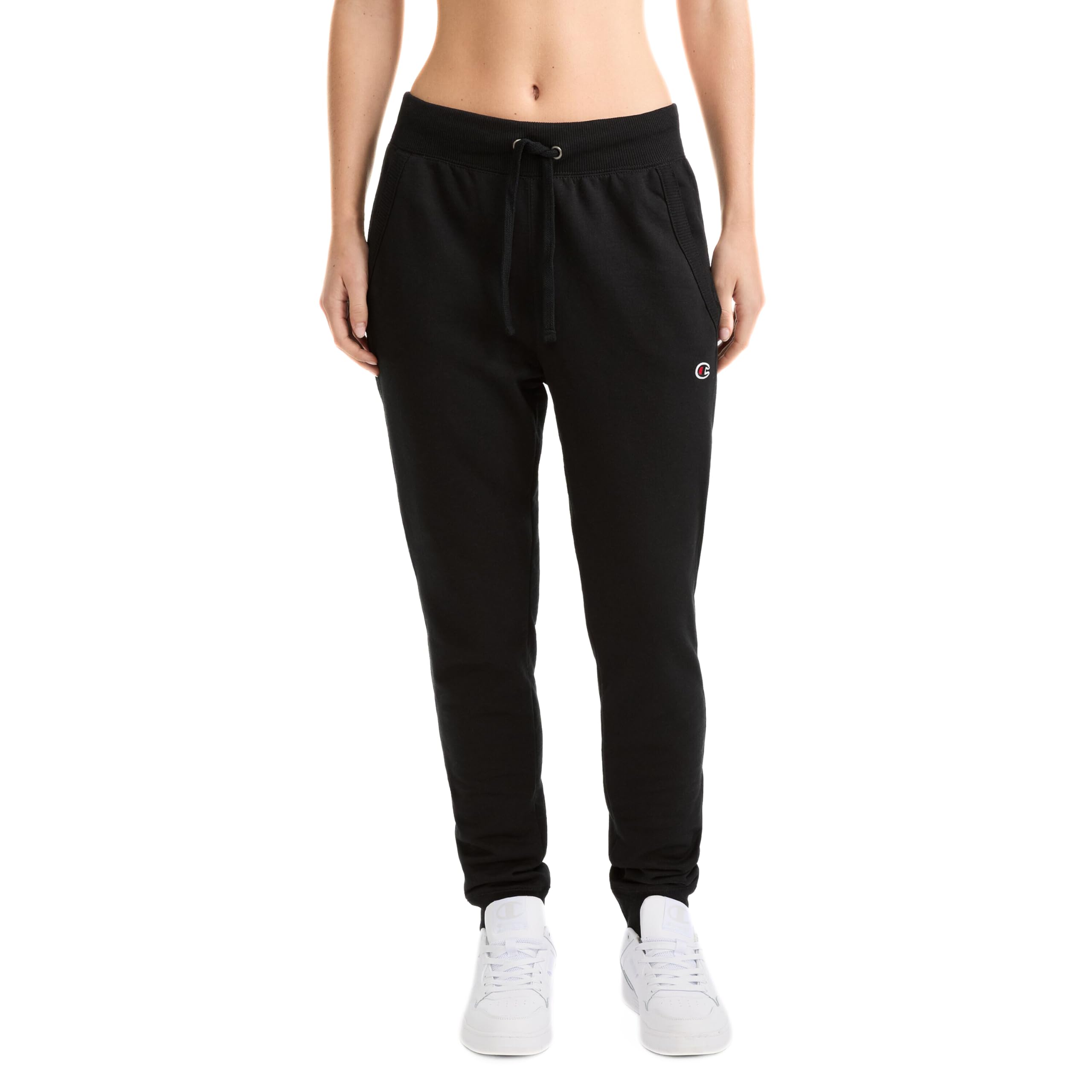 Champion Women's, Powerblend, Fleece Joggers, Comfortable Pants, 29" (Plus Sweatpants, Black, S