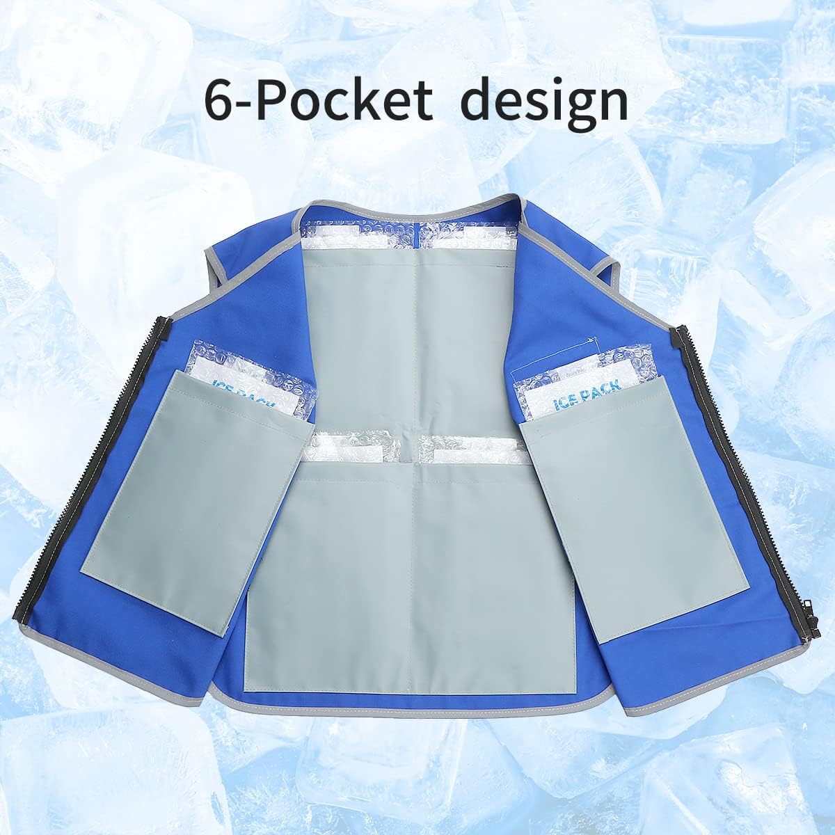 Cooling Vest for Men&Women, Ice Reflective Vest with 24 PCS Ice Packs, Cool Jacket for Hot Weather with Pockets, Unisex Adult Workout Apparel - Image 2