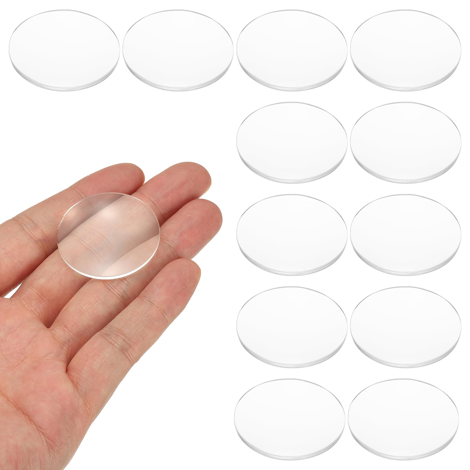 PATIKIL 12 Pack Biconvex Lens, 33.5mm Dia. 75mm Focal Length Optical Lenses Magnifier Paperweight Acrylic Double Convex for DIY Office Desk Home Science Experiment Telescope