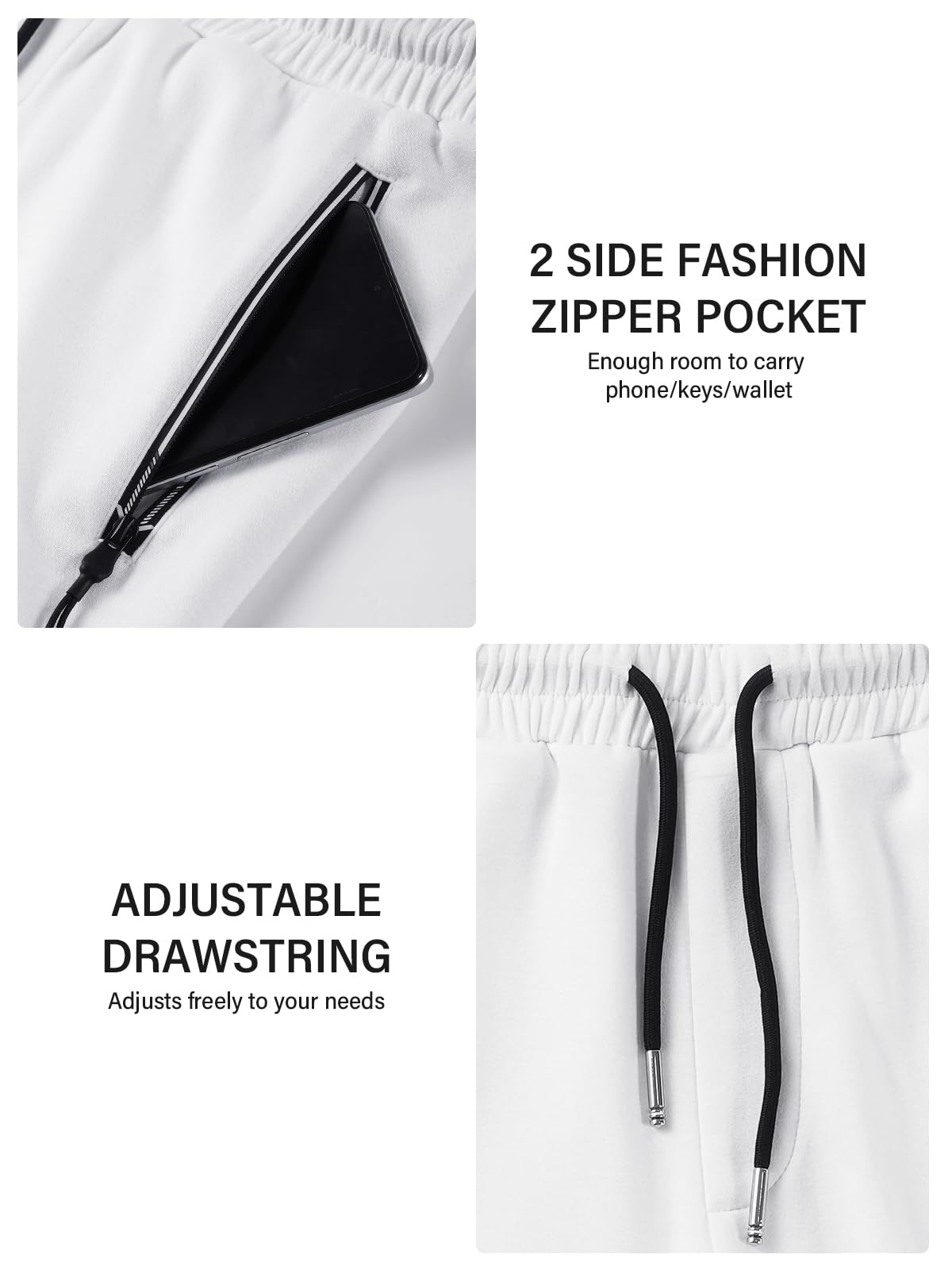 Pantaloncini Uomo Corti con Tasche Zip Running Shorts Abbigliamento Calzoncini Palestra Sportivi Corsa