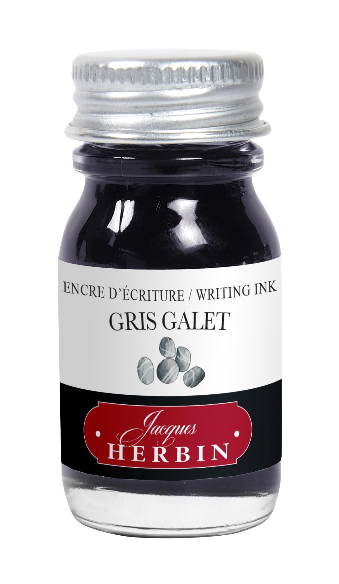 Jacques Herbin 11505T - One 10 ml Bottle of Ink for Fountain pens and Rollerball pens, Gris galet/Pebble Grey - Calligraphy, Writing, Creative, Leisure