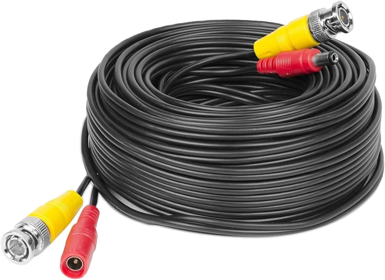 Tomvision 30m BNC Cable All-in-One Siamese Video and Power Security Camera Cable Extension Wire Cord with 2 Connectors for All Max 5MP HD CCTV DVR Surveillance System
