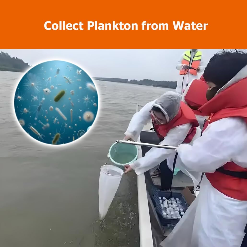 Red de plancton para el muestreo de zooplancton y protozoos, Red de Nailon de 5 Metros con Malla de 112 μm para océanos, Lagos y embalses: Herramienta de investigación Ideal para la biología
