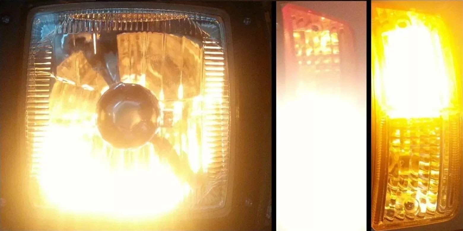 Generisch 2x Frontscheinwerfer Halogen Scheinwerfer Blinklicht Halogen Links + Rechts Satz 12/24V Klarglas für Landtechnik Traktor Bagger Radlader Baumaschine
