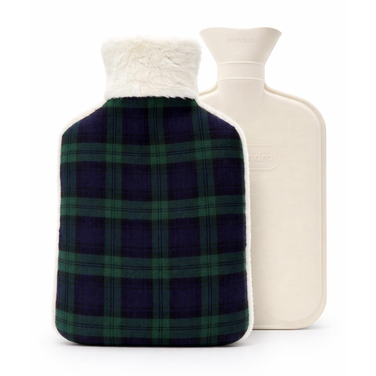 Cassandra Tartan Hot Water Bottle with Cover – Classic Check Design, Natural Rubber Bottle Included, Cosy Winter Warmer