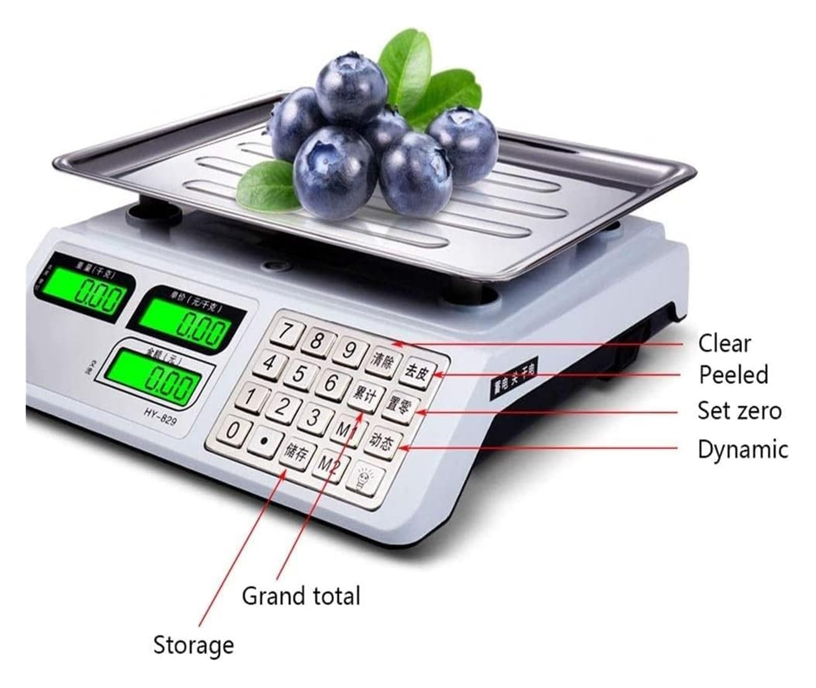 Balanze elettroniche per cucina, bilancia da banco elettronica, display impermeabile in acciaio inossidabile per verdure e frutta, bilance elettroniche multifunzionali per fast food, bilance da 30 kg