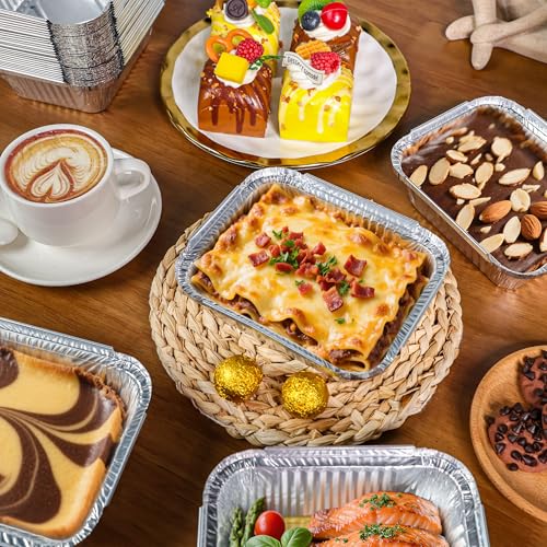 BTSD-home 25 Stück Aluschalen Grillschalen Auflaufform mit Deckel Aluminium Schalen 600 ml Aluminiumfolie Schalen Behälter für Backen, Braten, Kochen