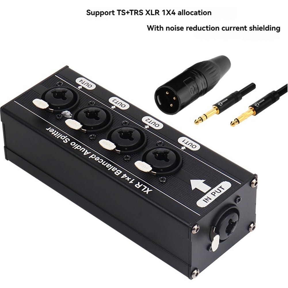 Répartiteur Audio Symétrique XLR 1x4 6,5 XLR 1 Entrée 4 Sorties 4 Entrées 1 Sortie Répartiteur Audio Bidirectionnel Boîtier Répartiteur de Signal Audio