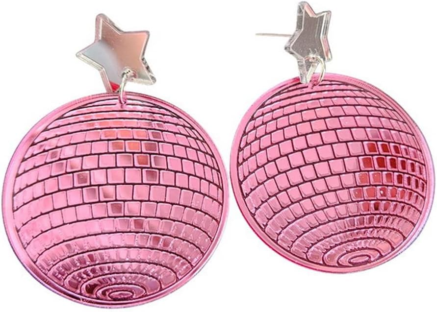 Acrylic Shiny Disco Ball Dangle Drop Earrings Music Dancing Club 70s 80s Glitter Mirror Ball Earrings Concert Costume Jewelry for Women image 4