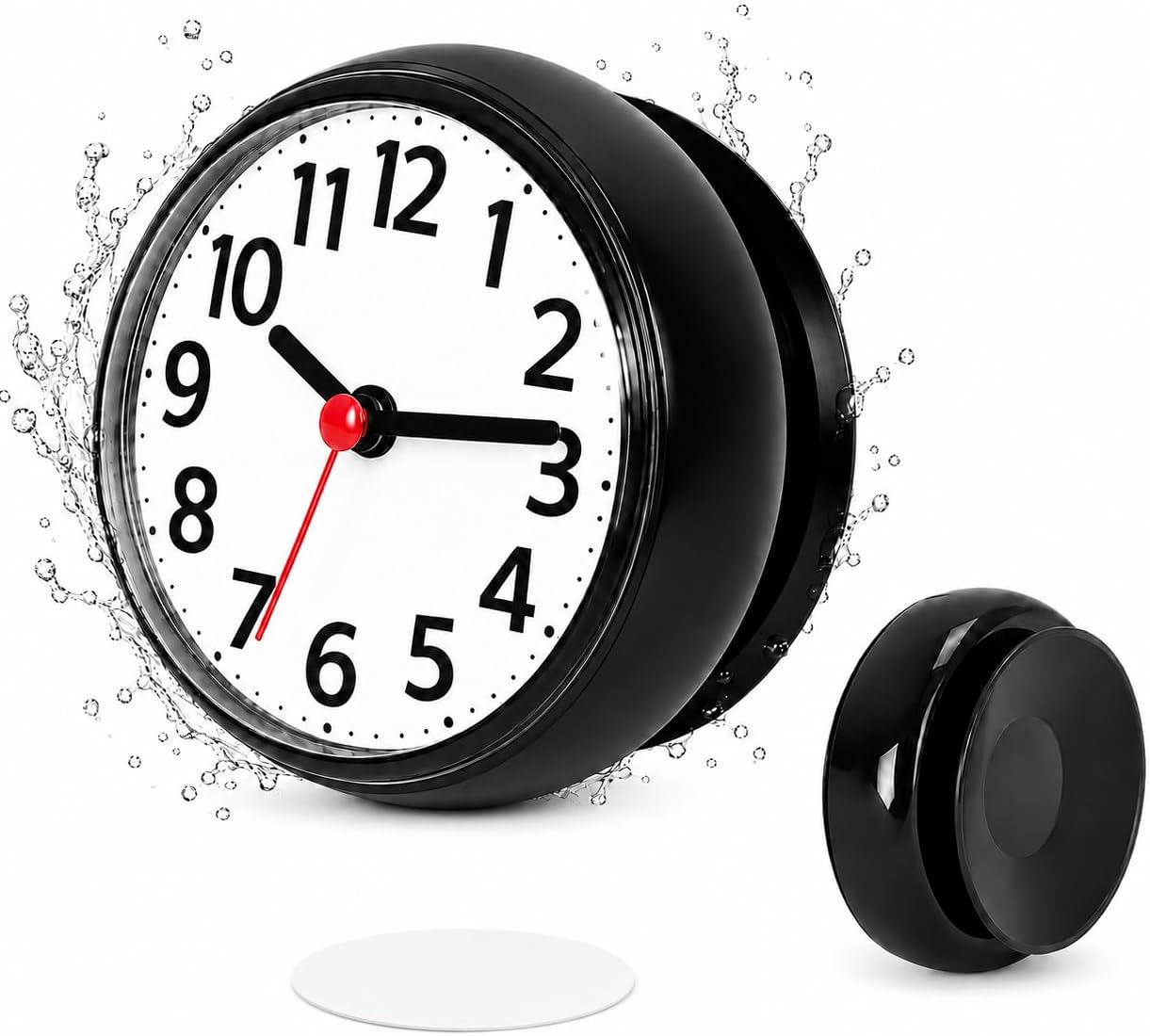 Bathroom Shower Clock,3 Inch Small Analog Clock with Suction Cup
