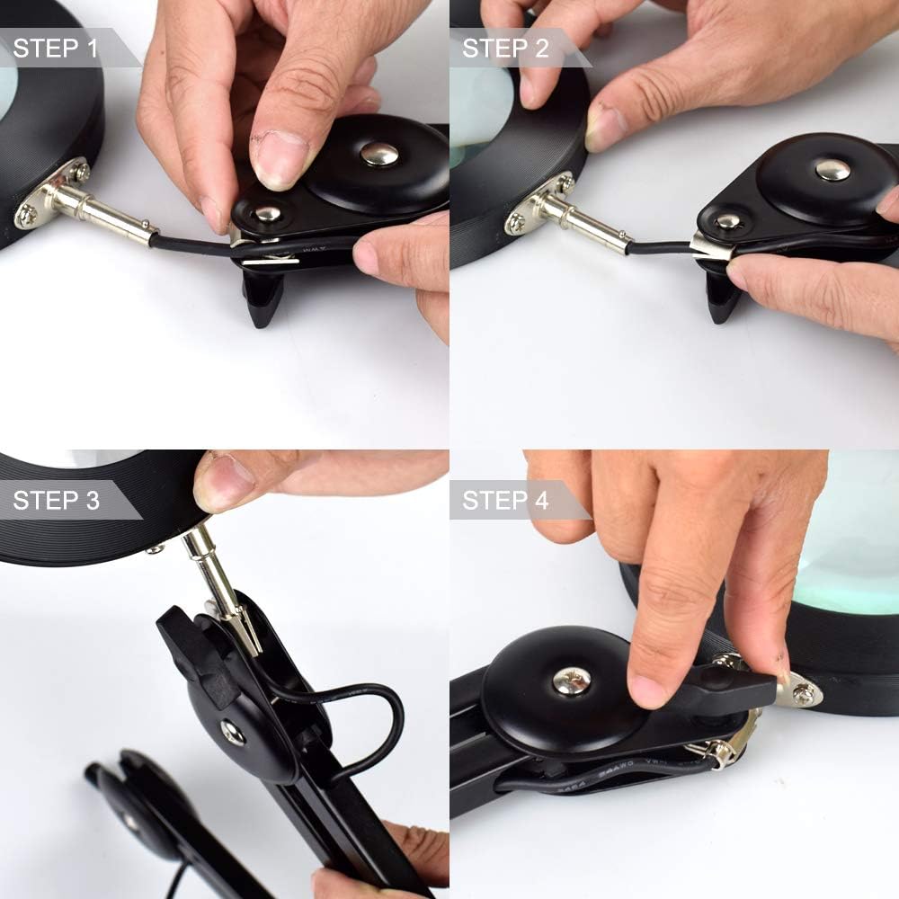 Steps for connecting the flexible arm to the lamp cap