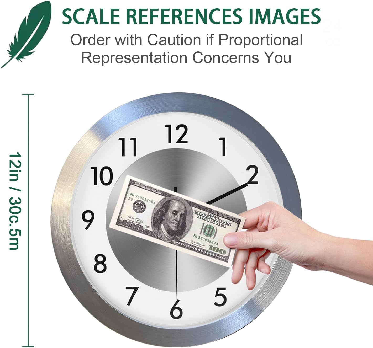 Non Ticking Silent Wall Clock Decorative,Analog Metal Wall Clock Battery Operated,Bedroom/Living Room/Office/Kitchen Clock,Sliver,10 inch