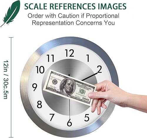 Miniatura 3 de Reloj de pared silencioso que funciona con pilas, moderno reloj de pared de metal decorativo para sala de estar, cocina, oficina, hogar, 12 pulgadas