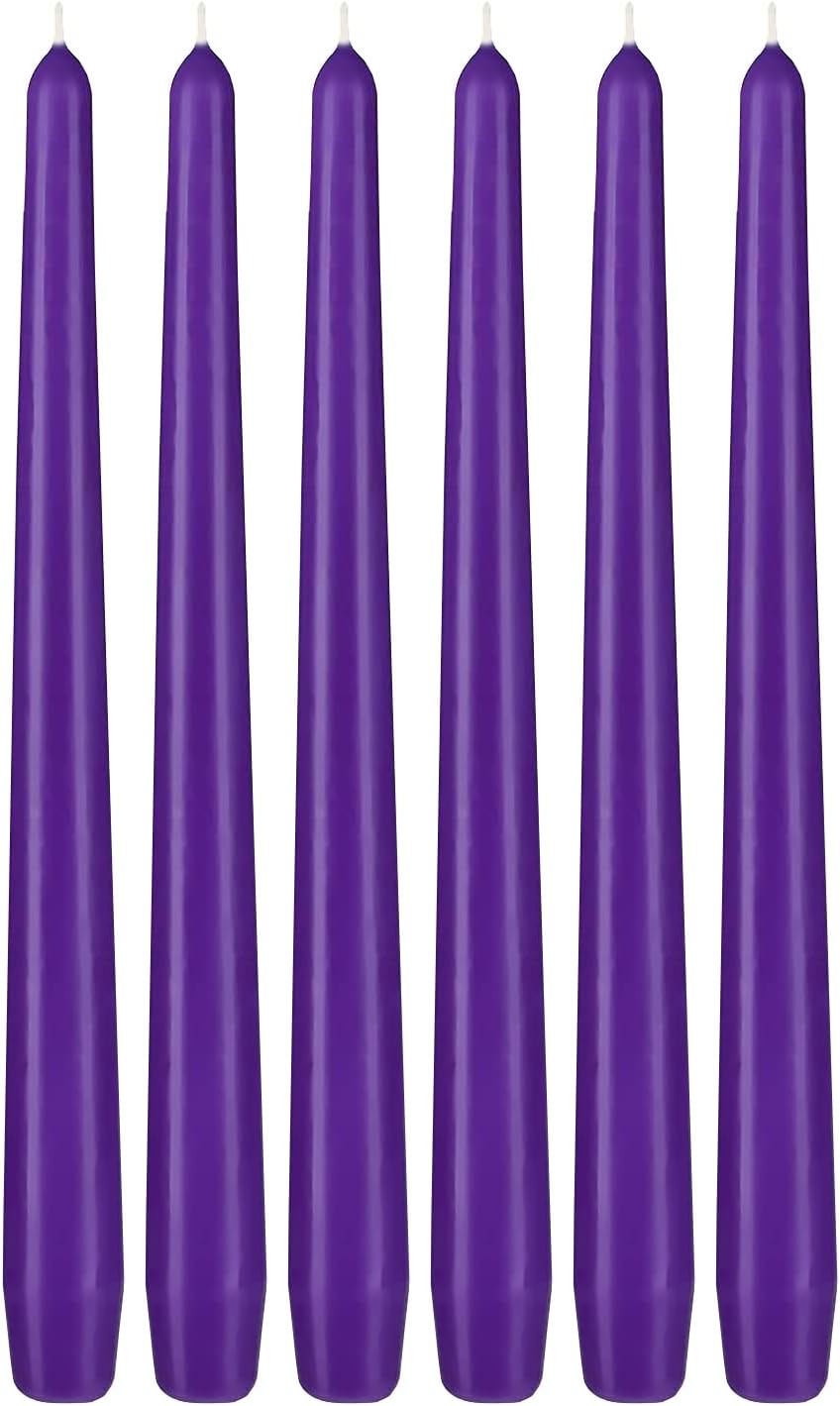 BRUBAKER Set of 6 Purple Taper Candles 10 Inch Unscented