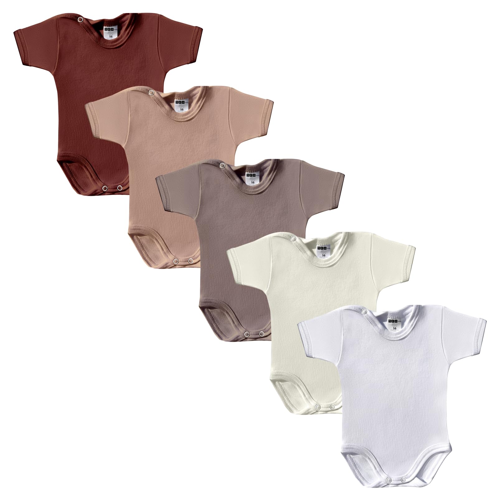 MEA BABY Body per neonati a manica corta | Body per bambine e bambini | Confezione multipla da 5 pezzi | 100% cotone | Body unisex