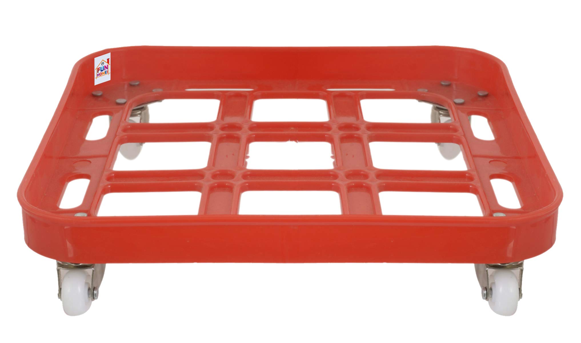 Fun Homes LPG Square Cylinder Trolley Stand with Wheels,Gas Cylinder Stands,Gas Cylinder Trolley (Red)