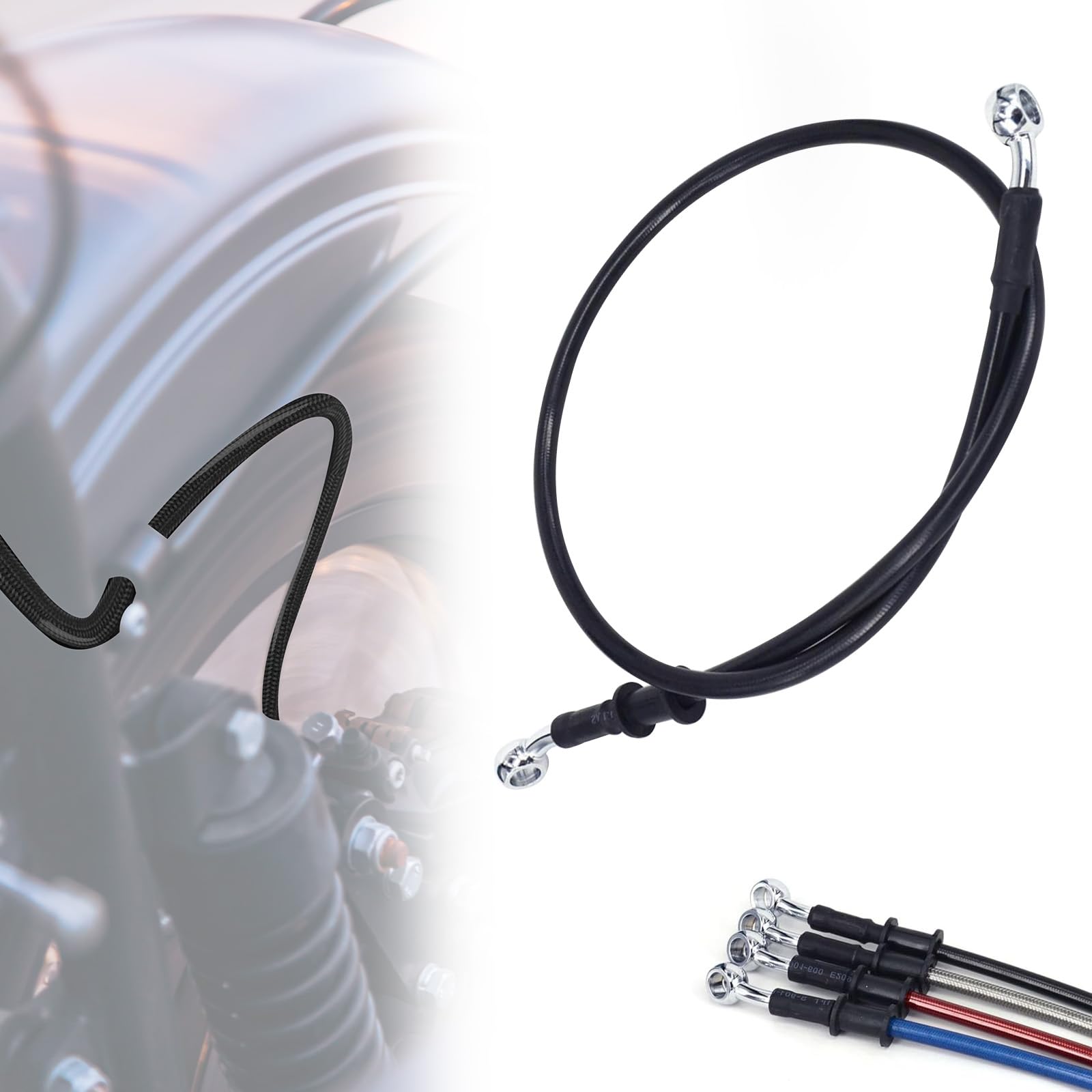Latiguillo Freno Moto Hidráulico Manguera de aceite de freno 28 Grados M10 500-2000mm Universal para Pit Dirt Bike Motocross Street Bike ATV 700mm Negro