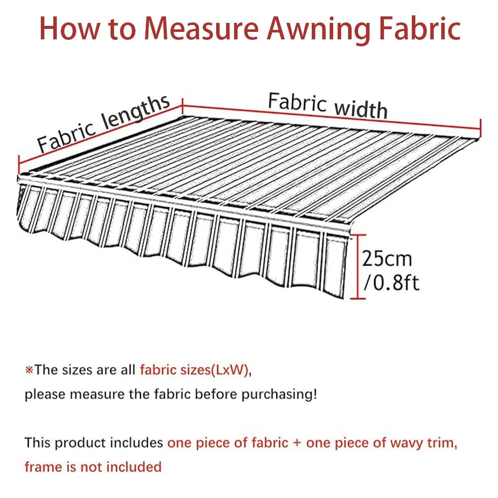Tissu De Remplacement pour Auvent Extérieur, 350x300cm Toile D'Auvent Rétractable, Tissu De Rechange pour Store Banne avec Volant(Light,11.5x8ft/3.5x2.5m)