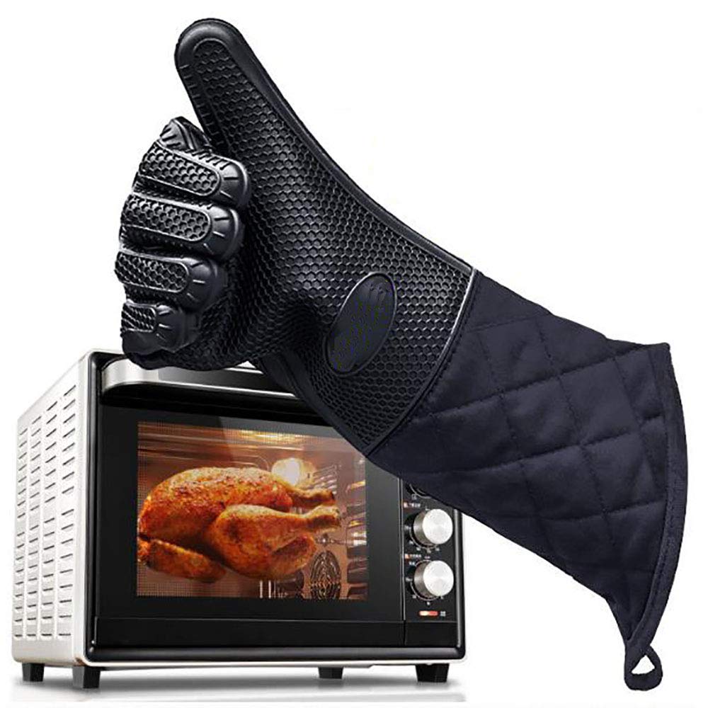 Grillhandschuhe Hitzebeständig, rutschfeste Silikon Backhandschuhe Kaminhandschuh Ofenhandschuhe Grill Kochhandschuhe für Küche