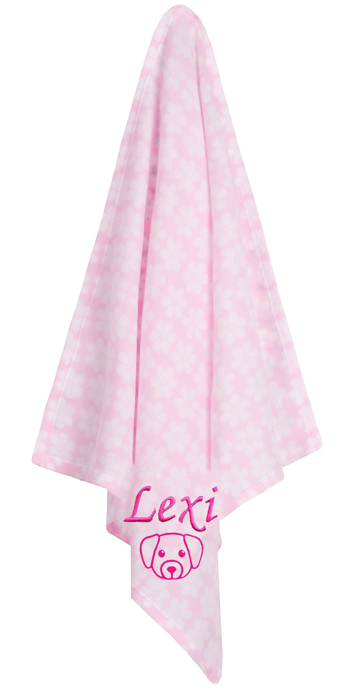 Jjlc Pink Flower - Dog Face Personalised Pet Dog Puppy Blanket Cat Kitten Bed Fleece (Pink Flower - Dog Face)